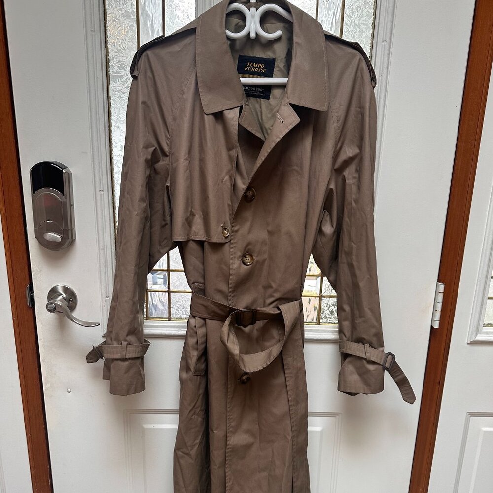 Vintage London Fog Trench Coat Taupe Belted Classic Rain Coat Mens/Womens
